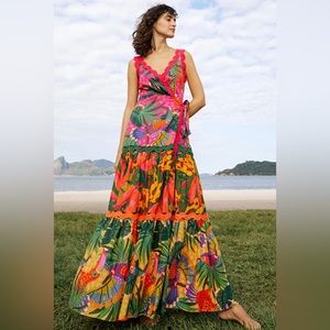 FARM RIO Painted Toucans Maxi Dress